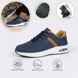 Sapatos ortopédicos confortáveis — com apoio para o arco do pé, para aliviar a dor; leves, com amortecimento e revestimento em pele impermeável.