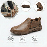 Sapatos ortopédicos confortáveis — com apoio do arco do pé, para aliviar a dor; leves e com amortecimento, com revestimento em pele de fácil manutenção.