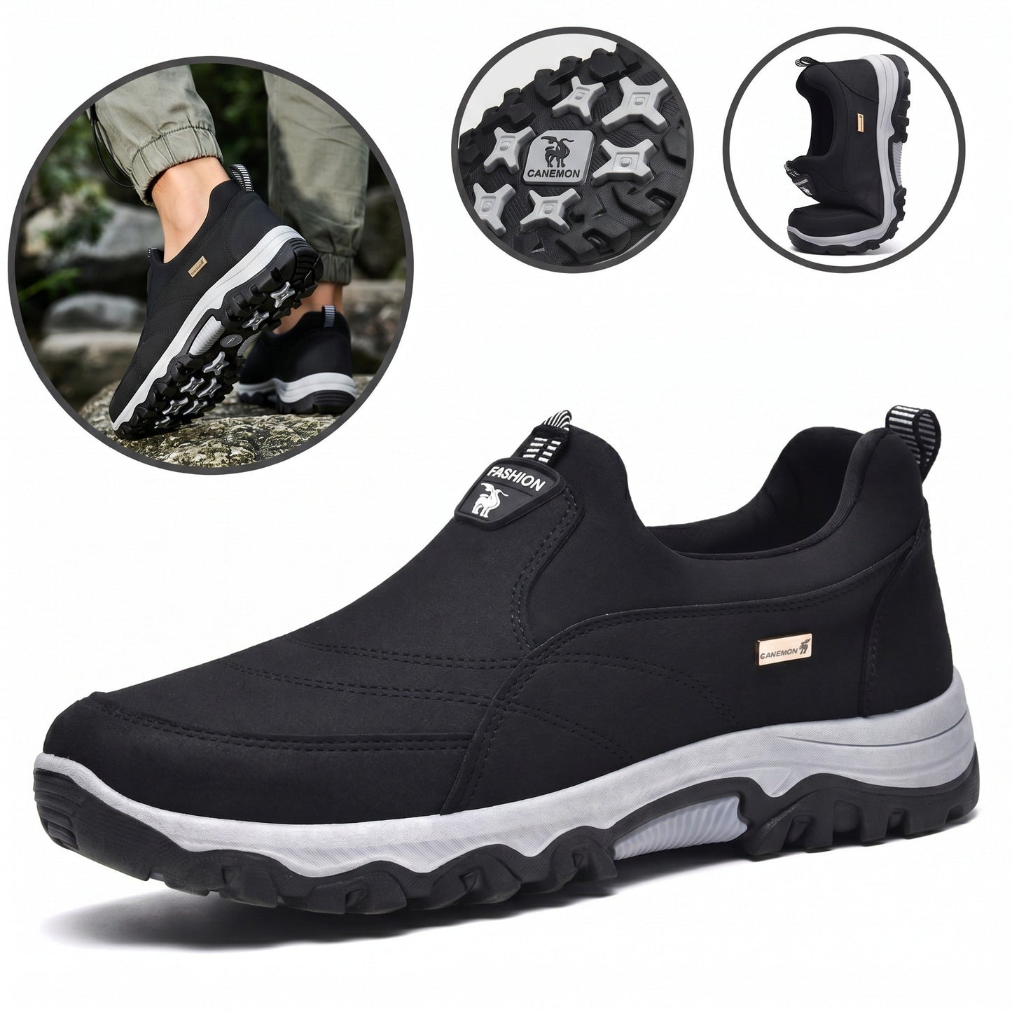 Sapatos ortopédicos confortáveis em camurça — macios e confortáveis, com excelente apoio — aliviam as dores nos pés.