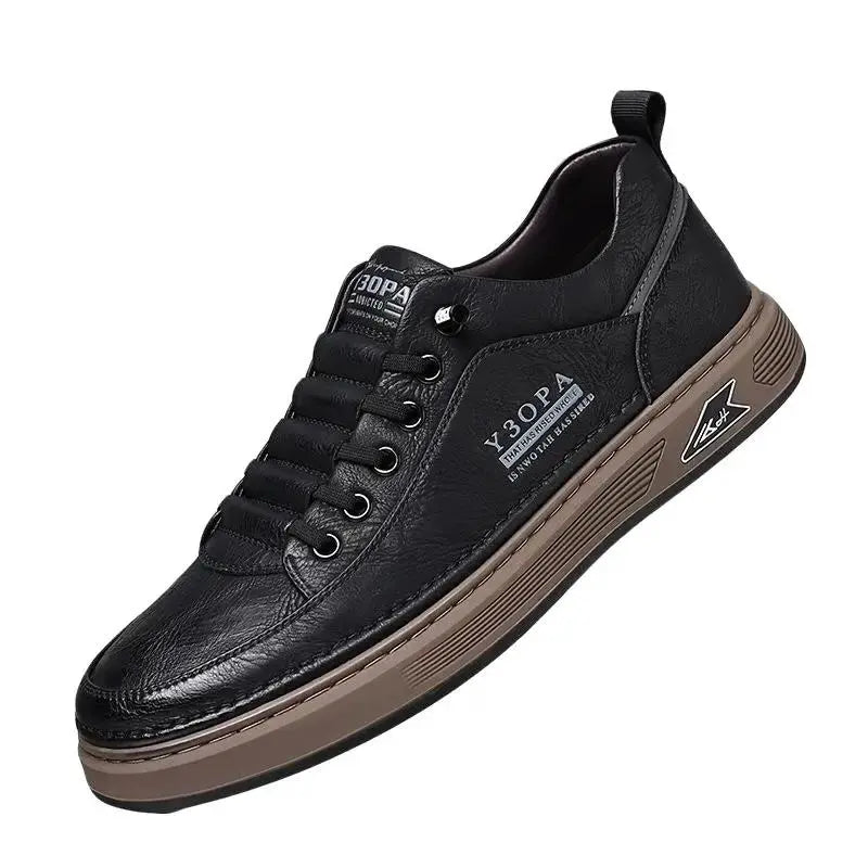 Sapatos ortopédicos confortáveis — costurados à mão, com amortecimento suave e revestimento em pele impermeável.