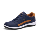 Sapatos ortopédicos confortáveis — com apoio para o arco do pé, para aliviar a dor; leves, com amortecimento e revestimento em pele impermeável.