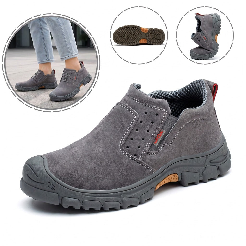 Sapatos ortopédicos confortáveis em camurça — macios e confortáveis, com excelente apoio — aliviam as dores nos pés.