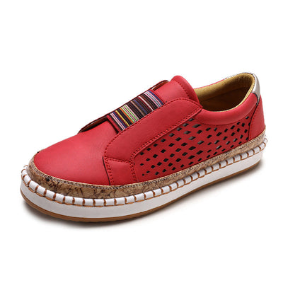 Sapatos ortopédicos confortáveis — com apoio para o arco do pé, para aliviar a dor; respiráveis.