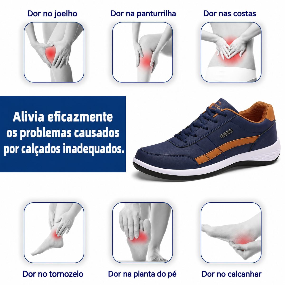🎁 Oferta Especial: 70% de desconto 🎁 Sapatos Ortopédicos para Homem Estilosos 👟 Impermeáveis e Antiderrapantes ✅ Suporte para o Arco do Pé — Caminhada Confortável