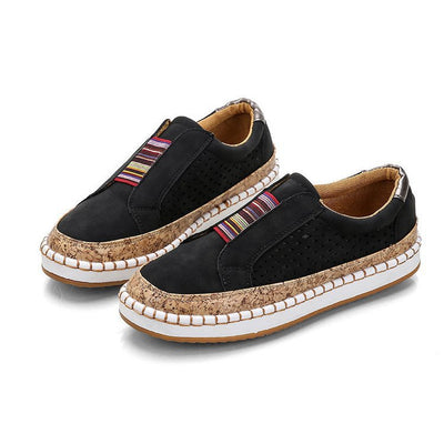 Sapatos ortopédicos confortáveis — com apoio para o arco do pé, para aliviar a dor; respiráveis.