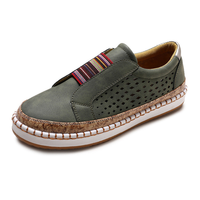 Sapatos ortopédicos confortáveis — com apoio para o arco do pé, para aliviar a dor; respiráveis.