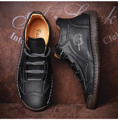 Sapatos ortopédicos casuais e confortáveis — Fabricados em pele de bezerro camurça italiana com apoio para o arco