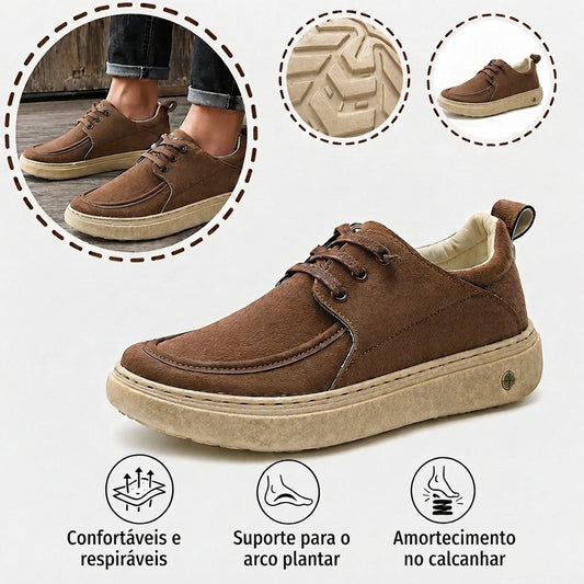 ⏰30% de desconto hoje🔥 Sapatos ortopédicos masculinos: Suporte para o arco do pé, design com calcanhar plano👟 Fáceis e confortáveis a cada passo, diga adeus à dor✅
