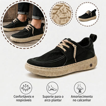 ⏰30% de desconto hoje🔥 Sapatos ortopédicos masculinos: Suporte para o arco do pé, design com calcanhar plano👟 Fáceis e confortáveis a cada passo, diga adeus à dor✅