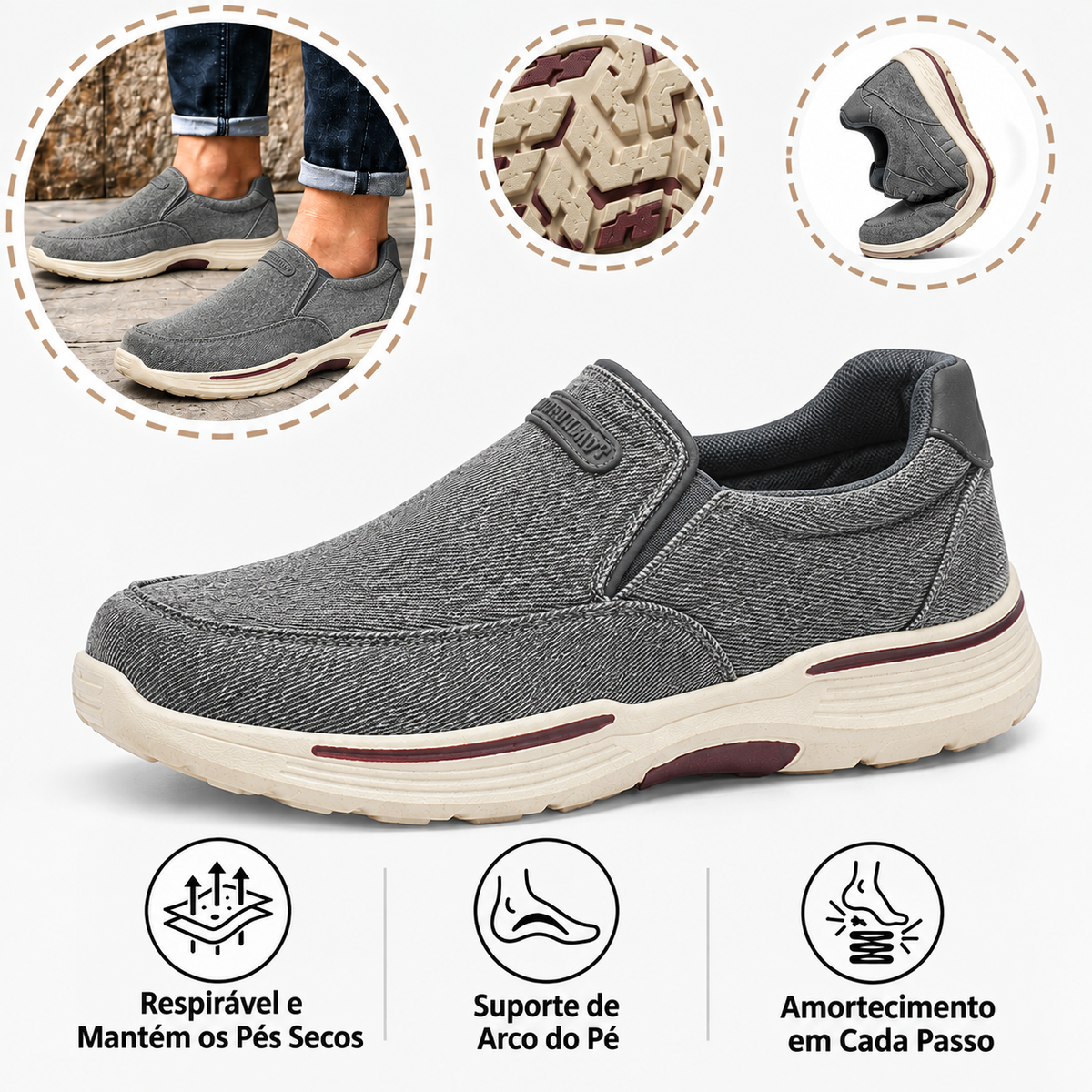 🔷30% de desconto hoje - Não perca! ⬛⏰ Sapatos ortopédicos leves, de uma marca australiana de luxo, com tecnologia respirável e repelente à água/resistente a nódoas 🦶 Alivia as dores nos pés - Tecido sarjado de alta densidade