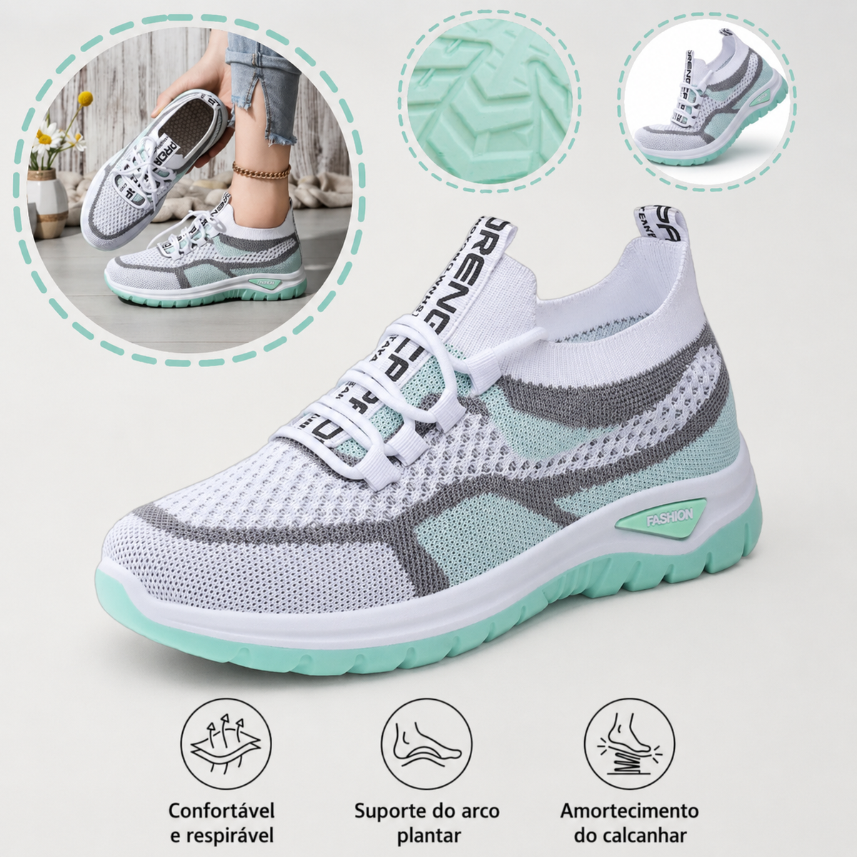 ⏰Último dia! 30% de desconto! 🎉Sapatilha de malha com design ergonómico e absorção de impacto, ✅️desenhado especificamente para mulheres europeias.