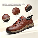 ⏰Último dia! 30% de desconto! ✅ Sapatos confortáveis em pele genuína com suporte para o arco do pé para alívio da dor - Design ergonómico 🔴 Feitos à mão - Impermeáveis e antiderrapantes