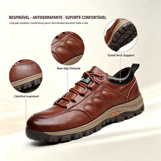 ⏰Último dia! 30% de desconto! ✅ Sapatos confortáveis em pele genuína com suporte para o arco do pé para alívio da dor - Design ergonómico 🔴 Feitos à mão - Impermeáveis e antiderrapantes