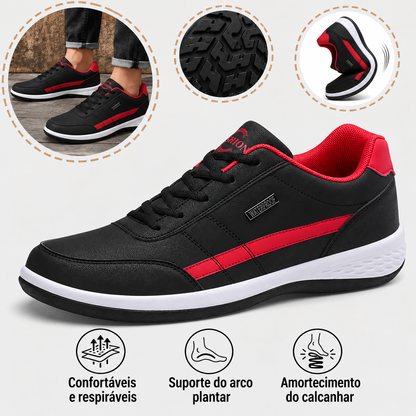 🎁 Oferta Especial: 70% de desconto 🎁 Sapatos Ortopédicos para Homem Estilosos 👟 Impermeáveis e Antiderrapantes ✅ Suporte para o Arco do Pé — Caminhada Confortável