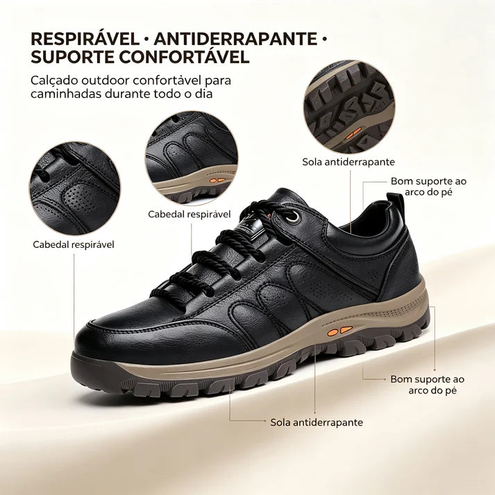 ⏰Último dia! 30% de desconto! ✅ Sapatos confortáveis em pele genuína com suporte para o arco do pé para alívio da dor - Design ergonómico 🔴 Feitos à mão - Impermeáveis e antiderrapantes