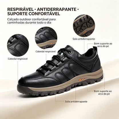 ⏰Último dia! 30% de desconto! ✅ Sapatos confortáveis em pele genuína com suporte para o arco do pé para alívio da dor - Design ergonómico 🔴 Feitos à mão - Impermeáveis e antiderrapantes