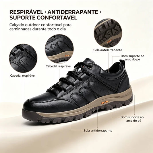 ⏰Último dia! 30% de desconto! ✅ Sapatos confortáveis em pele genuína com suporte para o arco do pé para alívio da dor - Design ergonómico 🔴 Feitos à mão - Impermeáveis e antiderrapantes