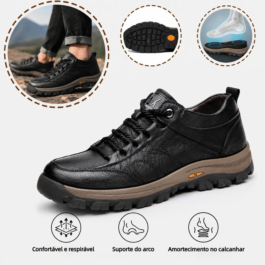 Sapatos ergonómicos com palmilha ortopédica — Couro de vaca italiano de alta qualidade, apoio do arco plantar e alívio da dor nos pés