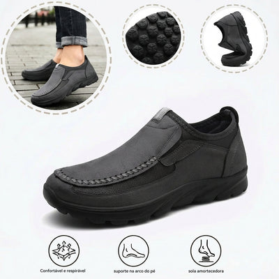Sapatos ortopédicos confortáveis — apoio ergonómico do arco do pé, que alivia a dor, com biqueira larga que não aperta o pé.