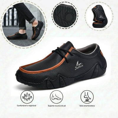 Sapatos ortopédicos confortáveis — apoio ergonómico do arco do pé, que alivia a dor, com biqueira larga que não aperta o pé.