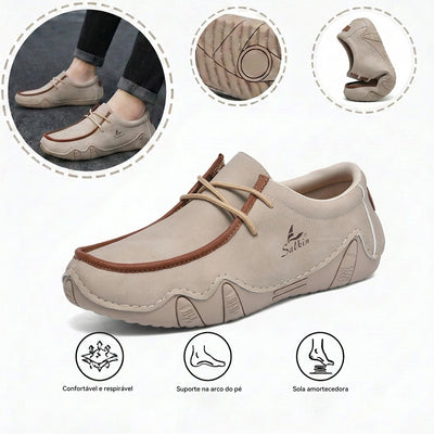 Sapatos ortopédicos confortáveis — apoio ergonómico do arco do pé, que alivia a dor, com biqueira larga que não aperta o pé.