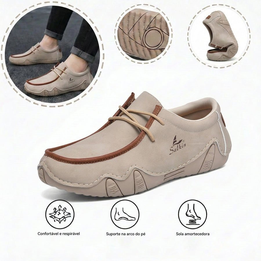Sapatos ortopédicos confortáveis — apoio ergonómico do arco do pé, que alivia a dor, com biqueira larga que não aperta o pé.