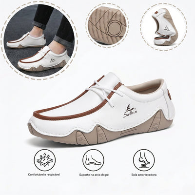 Sapatos ortopédicos confortáveis — apoio ergonómico do arco do pé, que alivia a dor, com biqueira larga que não aperta o pé.