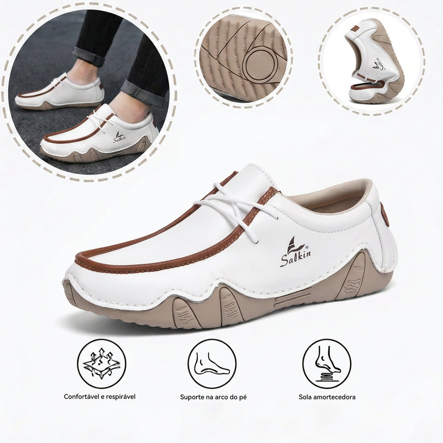 Sapatos ortopédicos confortáveis — apoio ergonómico do arco do pé, que alivia a dor, com biqueira larga que não aperta o pé.