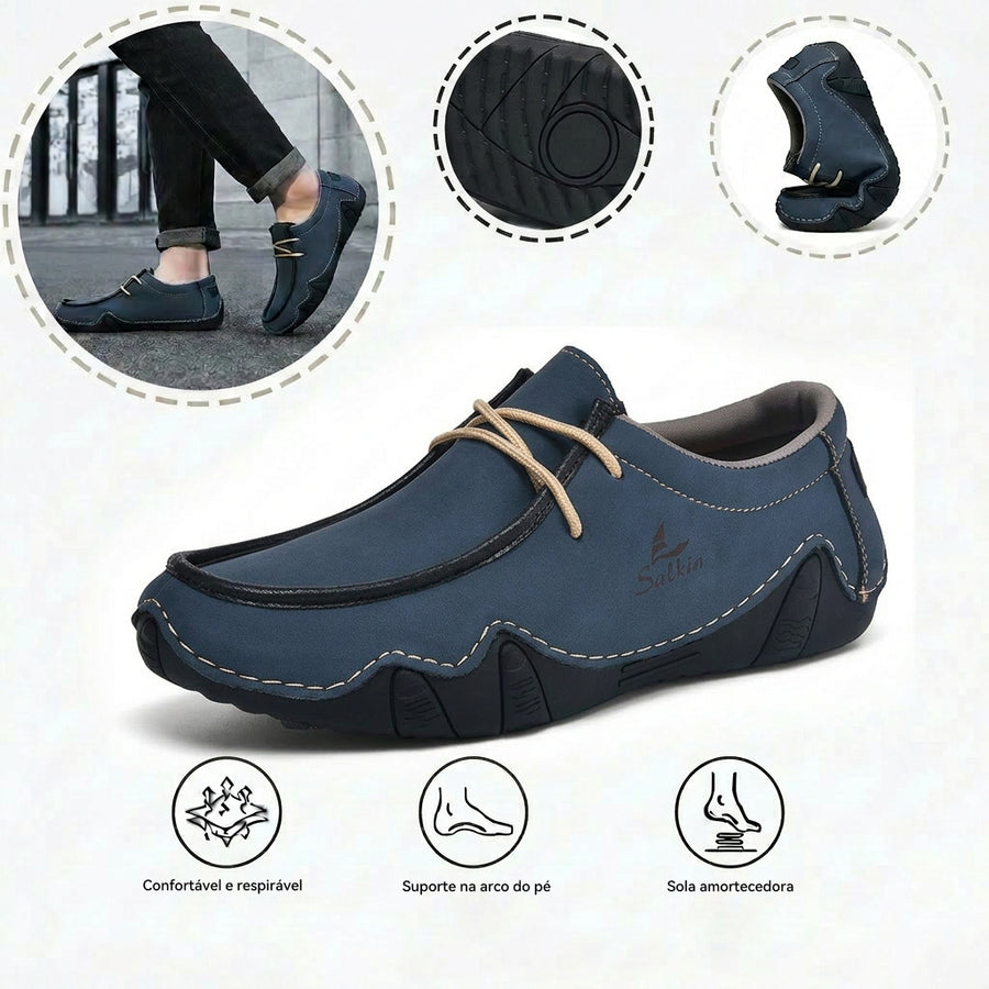 Sapatos ortopédicos confortáveis — apoio ergonómico do arco do pé, que alivia a dor, com biqueira larga que não aperta o pé.