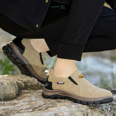 Sapatos ortopédicos confortáveis em camurça — com apoio do arco do pé, para aliviar a dor, antiderrapantes e com amortecimento.