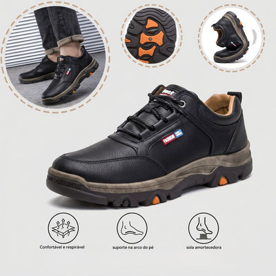 Sapatos ortopédicos confortáveis e casuais — fabricados à mão em pele de vaca italiana, com apoio para o arco do pé