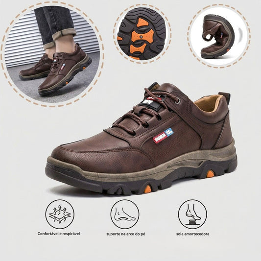 Sapatos ortopédicos confortáveis e casuais — fabricados à mão em pele de vaca italiana, com apoio para o arco do pé