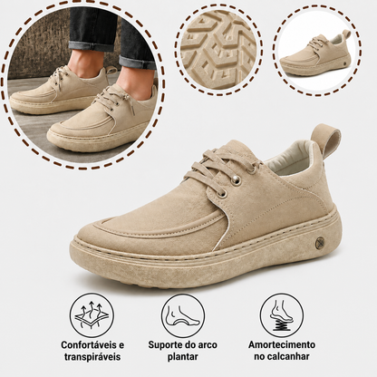 ⏰30% de desconto hoje🔥 Sapatos ortopédicos masculinos: Suporte para o arco do pé, design com calcanhar plano👟 Fáceis e confortáveis a cada passo, diga adeus à dor✅