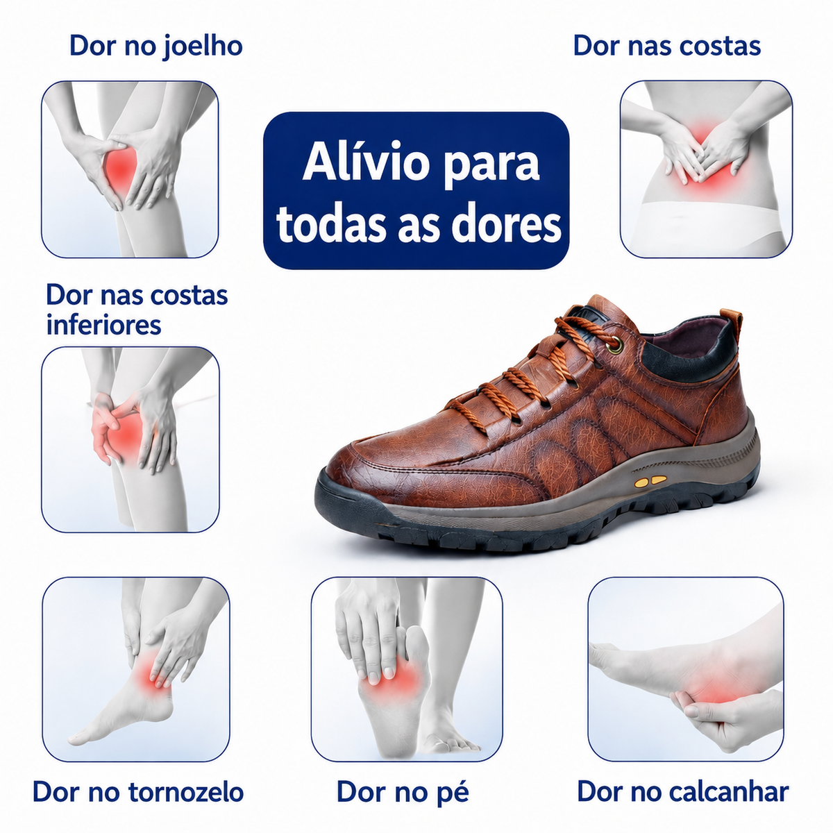 ⏰Último dia! 30% de desconto! ✅ Sapatos confortáveis em pele genuína com suporte para o arco do pé para alívio da dor - Design ergonómico 🔴 Feitos à mão - Impermeáveis e antiderrapantes
