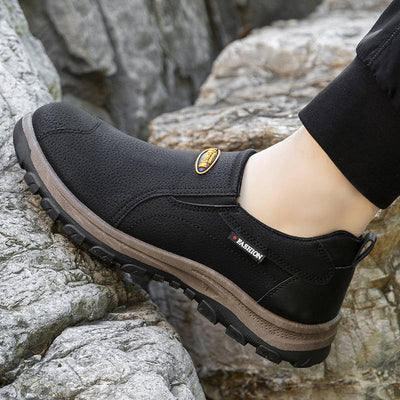 Sapatos ortopédicos confortáveis em camurça — com apoio do arco do pé, para aliviar a dor, antiderrapantes e com amortecimento.