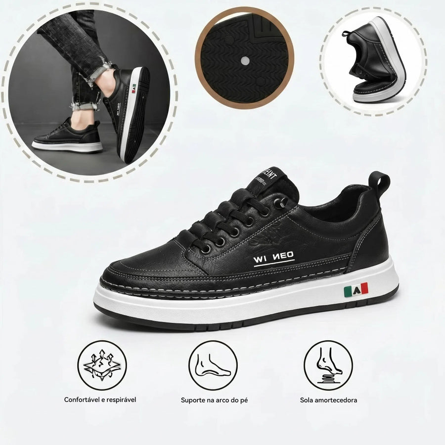 Sapatos ortopédicos casuais minimalistas — com apoio do arco plantar, aliando estilo e conforto