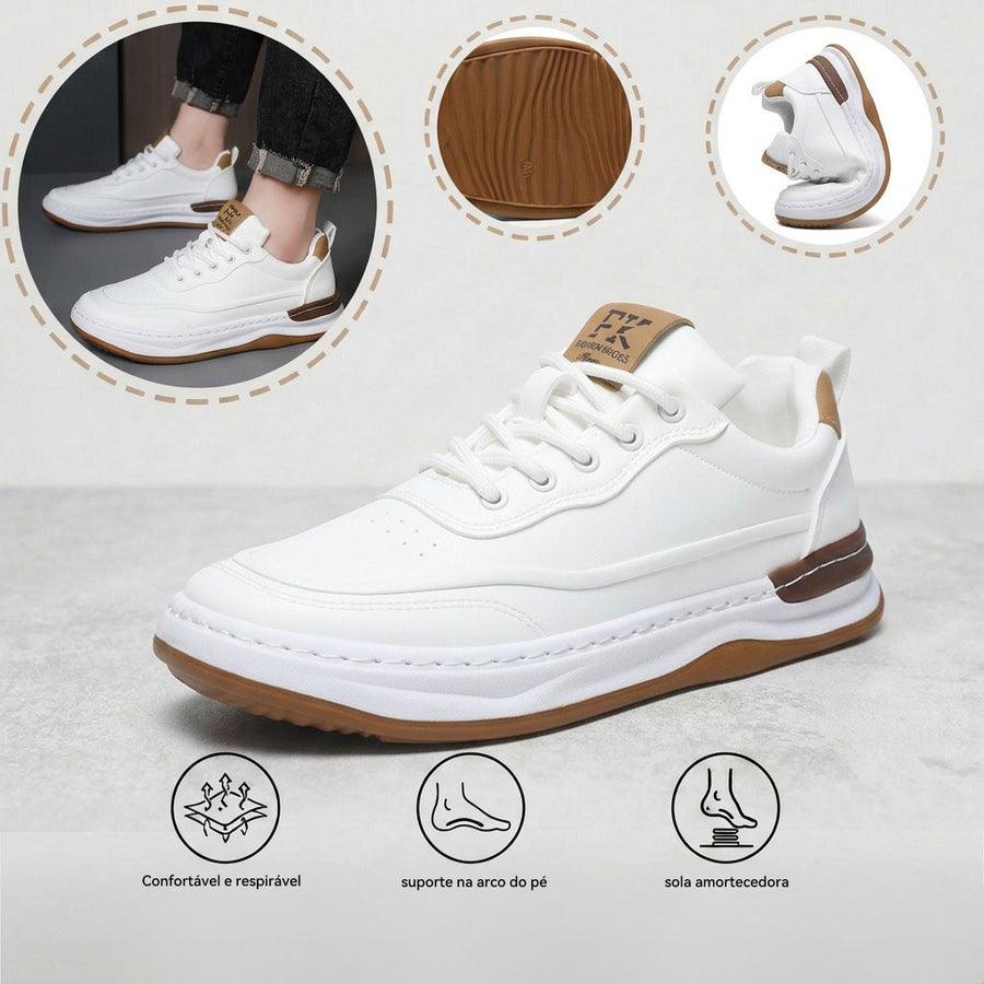 Sapatos ortopédicos confortáveis — com apoio do arco do pé, para aliviar a dor; macios e com amortecimento.