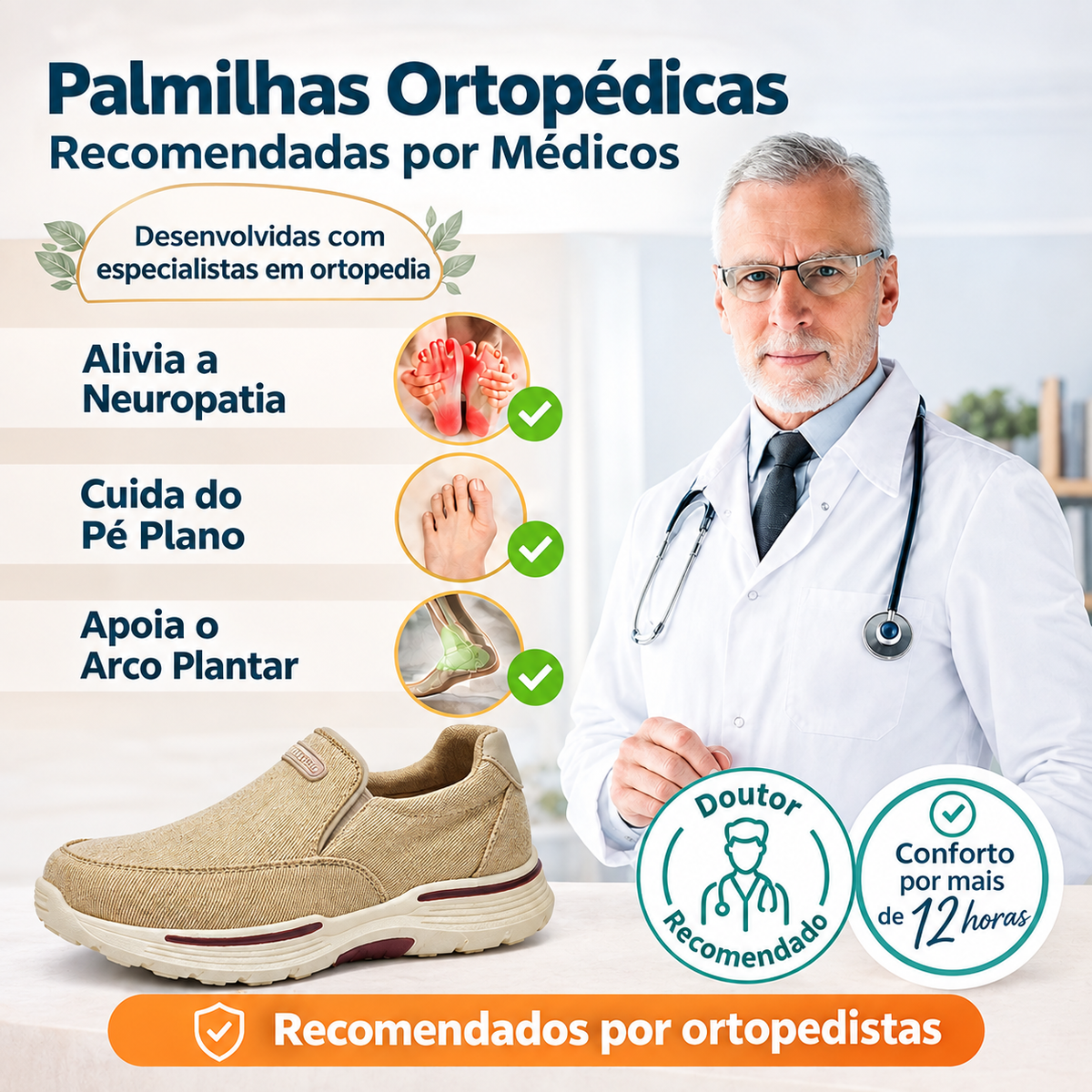 🔷30% de desconto hoje - Não perca! ⬛⏰ Sapatos ortopédicos leves, de uma marca australiana de luxo, com tecnologia respirável e repelente à água/resistente a nódoas 🦶 Alivia as dores nos pés - Tecido sarjado de alta densidade
