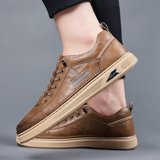 Sapatos ortopédicos confortáveis — costurados à mão, com amortecimento suave e revestimento em pele impermeável.