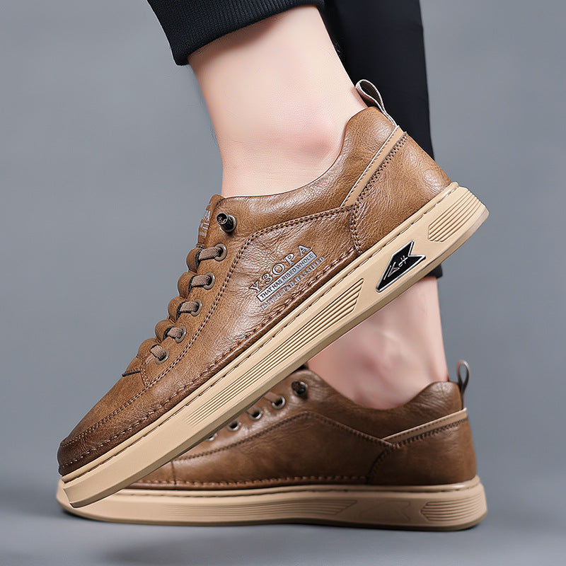Sapatos ortopédicos confortáveis — costurados à mão, com amortecimento suave e revestimento em pele impermeável.