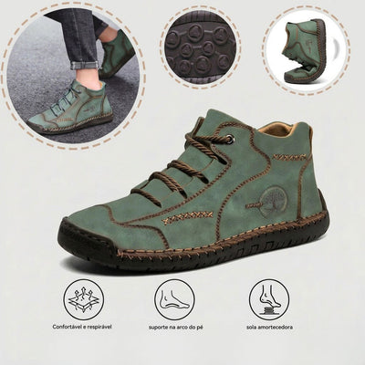 Sapatos ortopédicos casuais e confortáveis — Fabricados em pele de bezerro camurça italiana com apoio para o arco