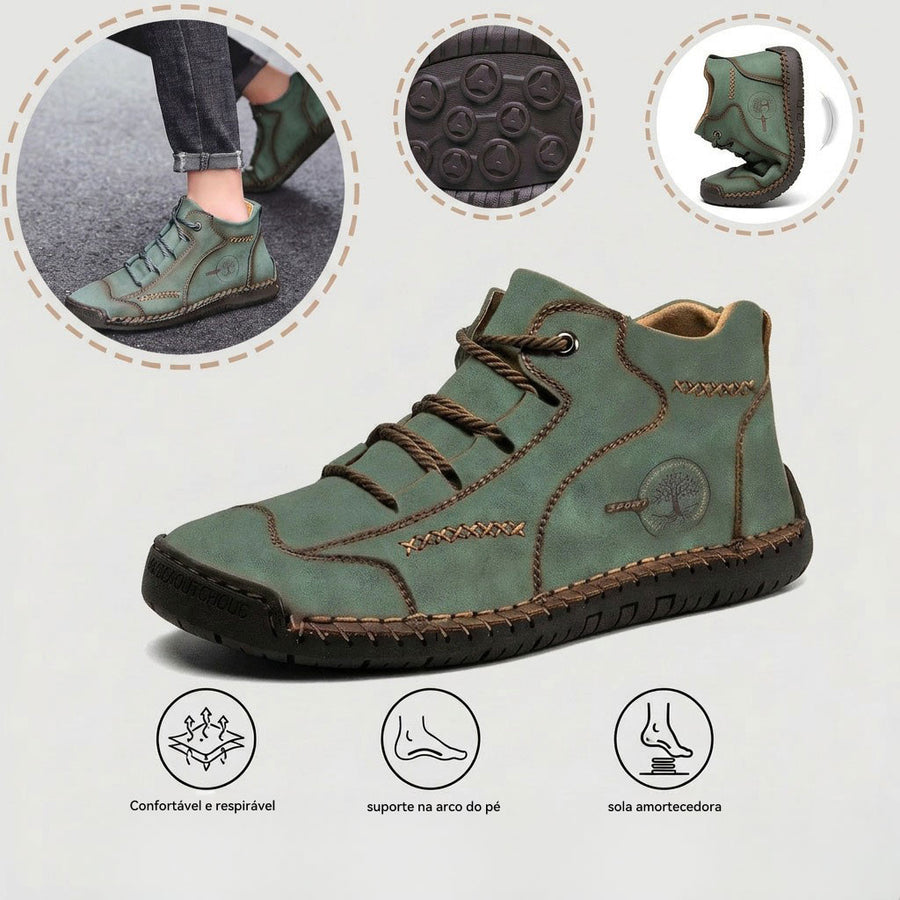 Sapatos ortopédicos casuais e confortáveis — Fabricados em pele de bezerro camurça italiana com apoio para o arco