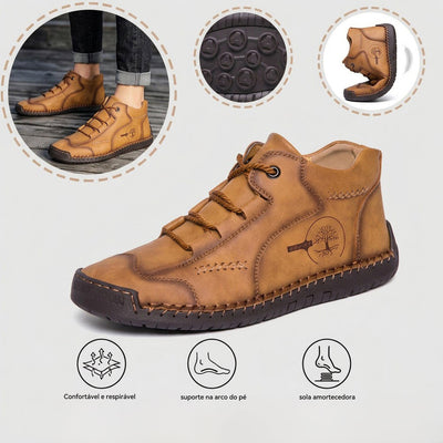 Sapatos ortopédicos casuais e confortáveis — Fabricados em pele de bezerro camurça italiana com apoio para o arco