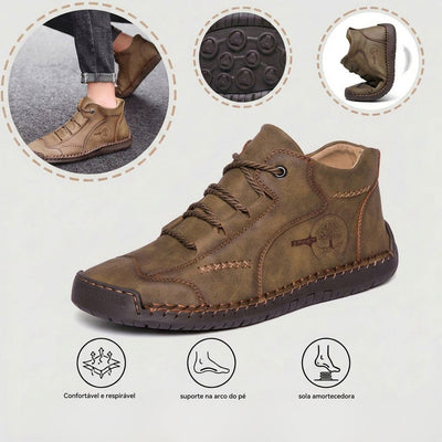 Sapatos ortopédicos casuais e confortáveis — Fabricados em pele de bezerro camurça italiana com apoio para o arco