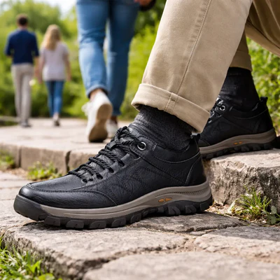 Sapatos ortopédicos confortáveis e casuais — fabricados à mão em pele de vaca italiana, com apoio para o arco do pé, para um caminhar confortável