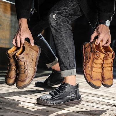 Sapatos ortopédicos casuais e confortáveis — Fabricados em pele de bezerro camurça italiana com apoio para o arco
