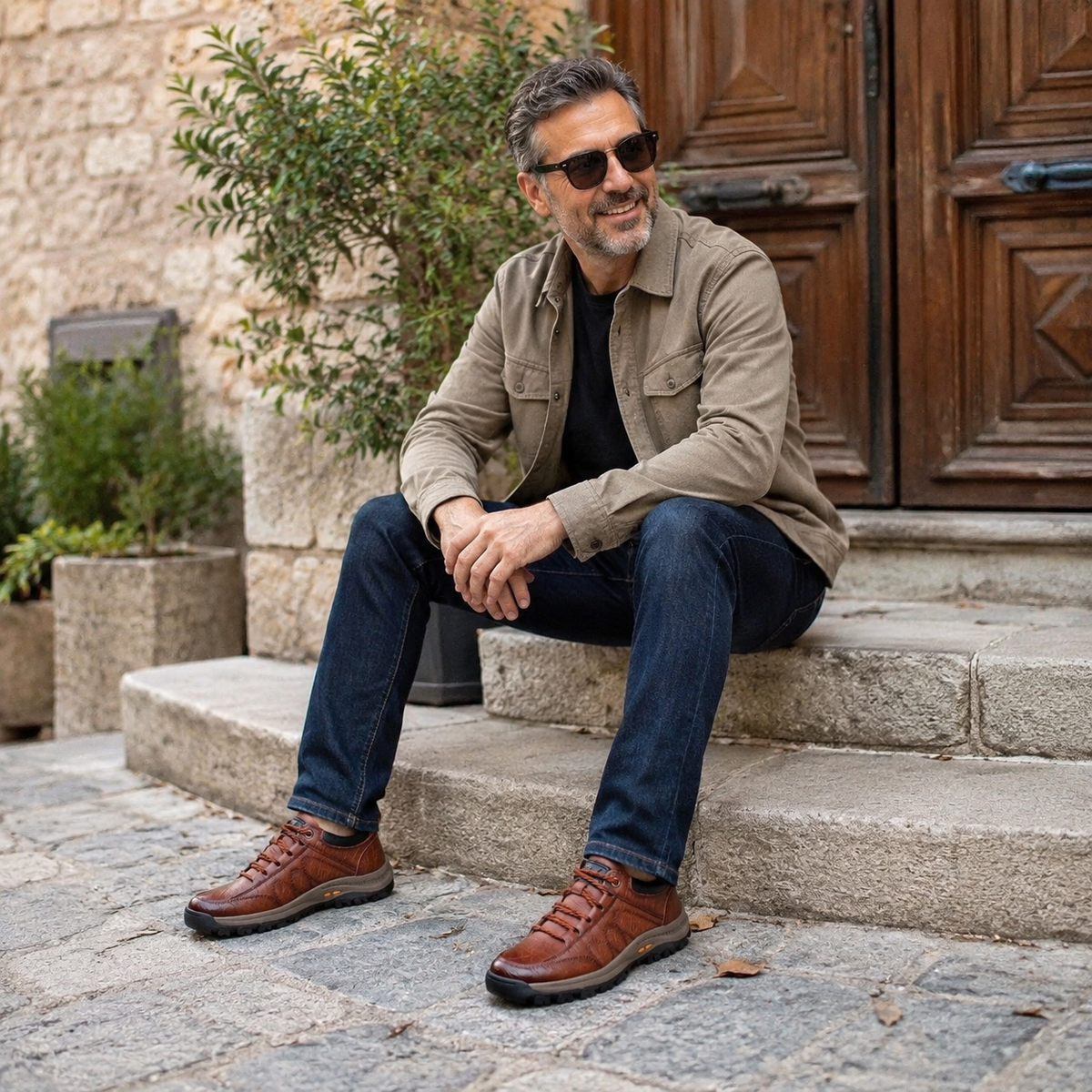 ⏰Último dia! 30% de desconto! ✅ Sapatos confortáveis em pele genuína com suporte para o arco do pé para alívio da dor - Design ergonómico 🔴 Feitos à mão - Impermeáveis e antiderrapantes