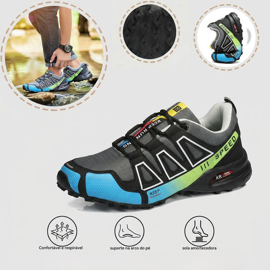 Sapatos ortopédicos desportivos e confortáveis — com apoio para o arco do pé, antiderrapantes, respiráveis e resistentes ao desgaste.