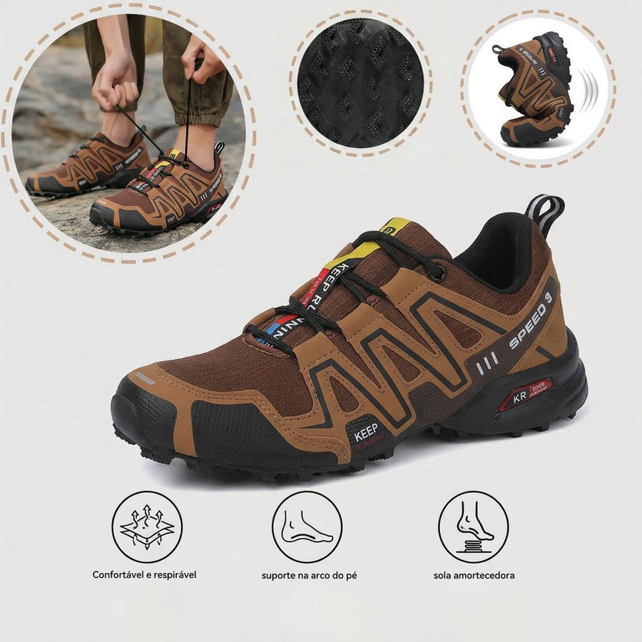 Sapatos ortopédicos desportivos e confortáveis — com apoio para o arco do pé, antiderrapantes, respiráveis e resistentes ao desgaste.