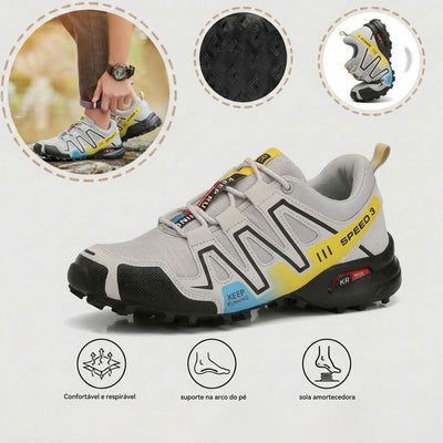 Sapatos ortopédicos desportivos e confortáveis — com apoio para o arco do pé, antiderrapantes, respiráveis e resistentes ao desgaste.